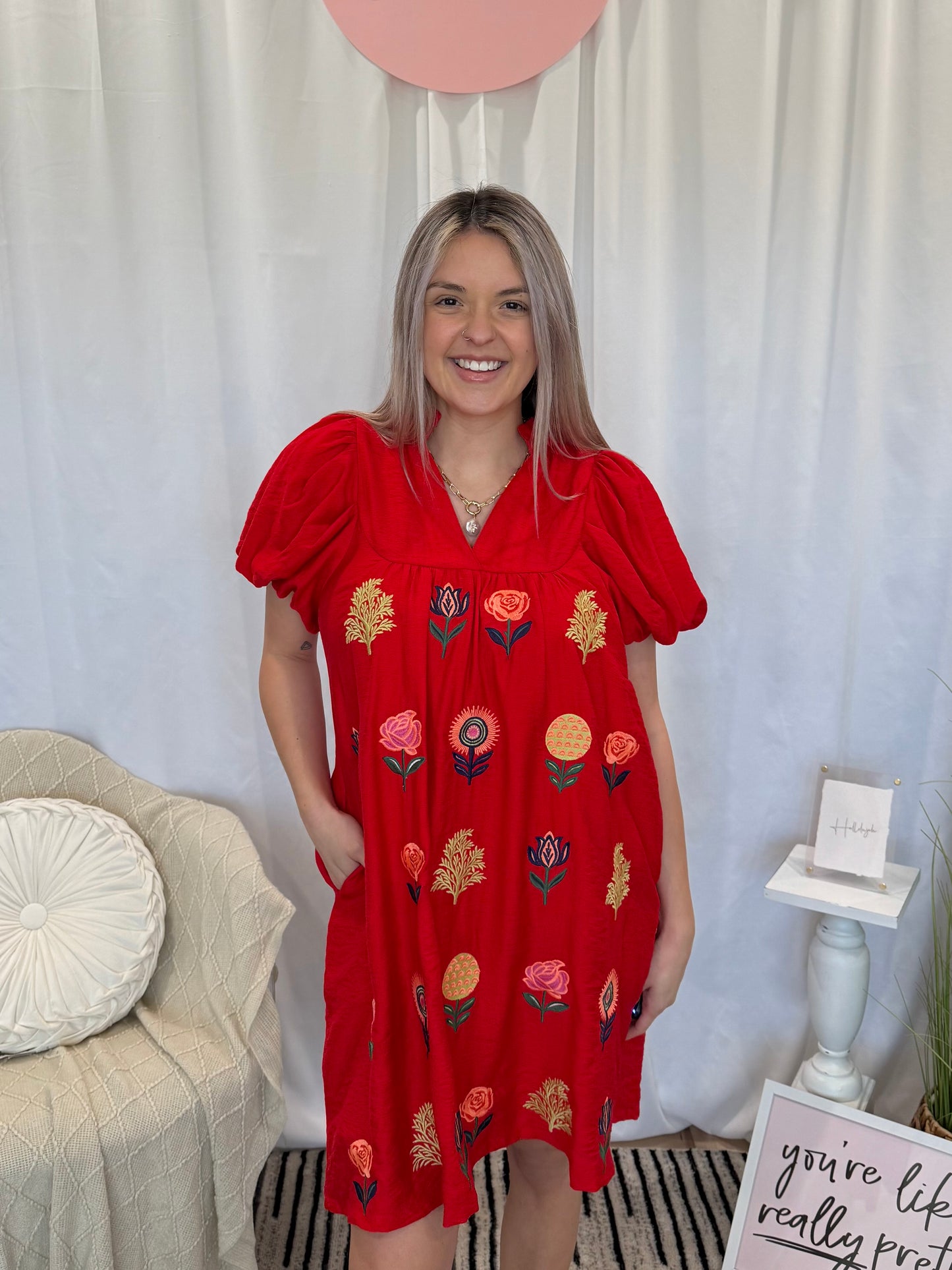 Scarlet Rose Dress (Pockets!)
