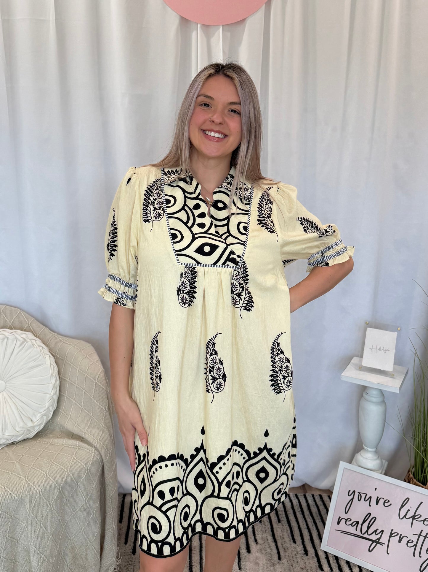 Cream Love Dress (Pockets!)
