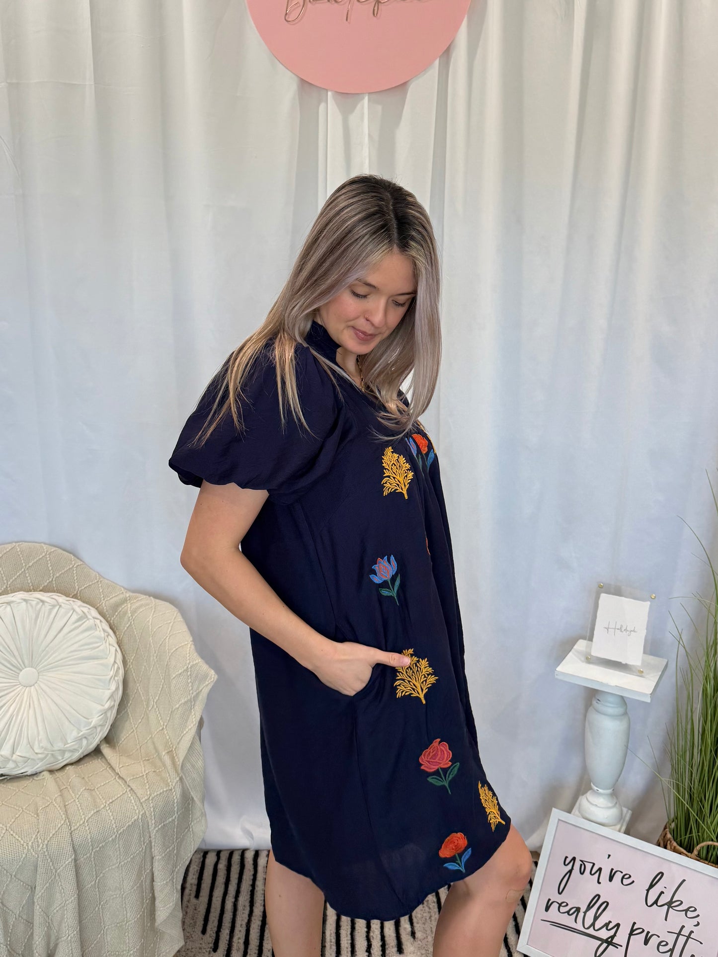 Midnight Rose Dress (Pockets!)