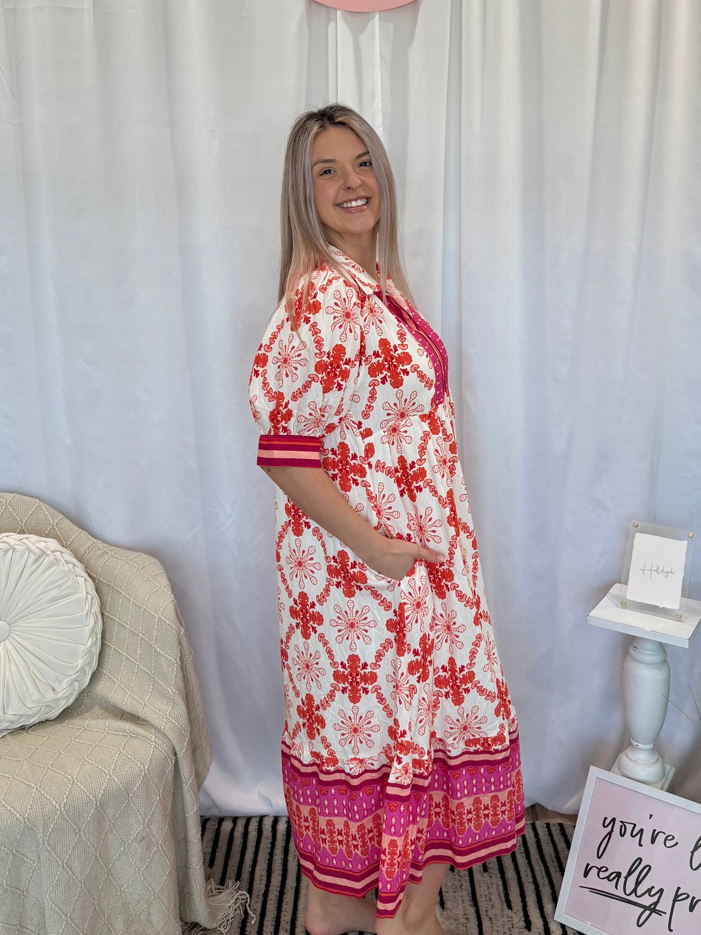 My Fav Pink Midi Dress (Pockets!)
