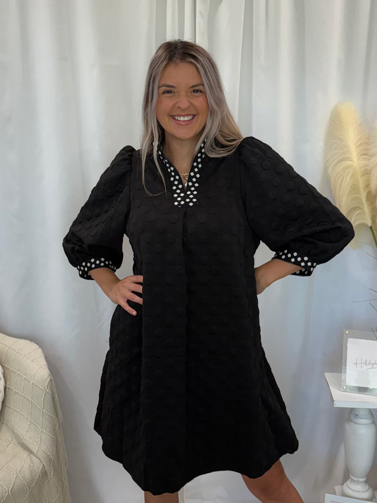 Black Polka Dot Dress (Pockets!)