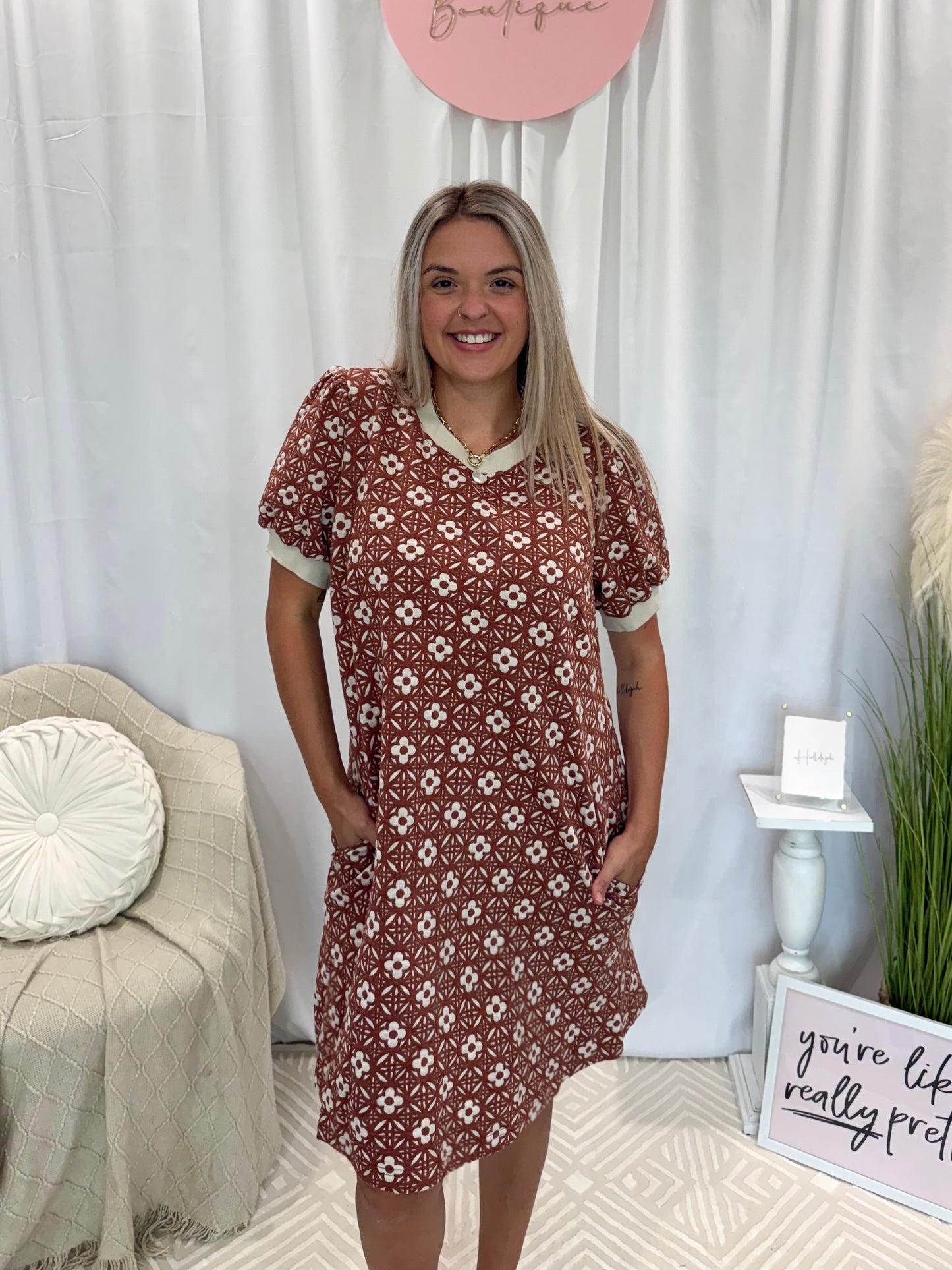 Everyday Chic Rust Dress (Pockets!)