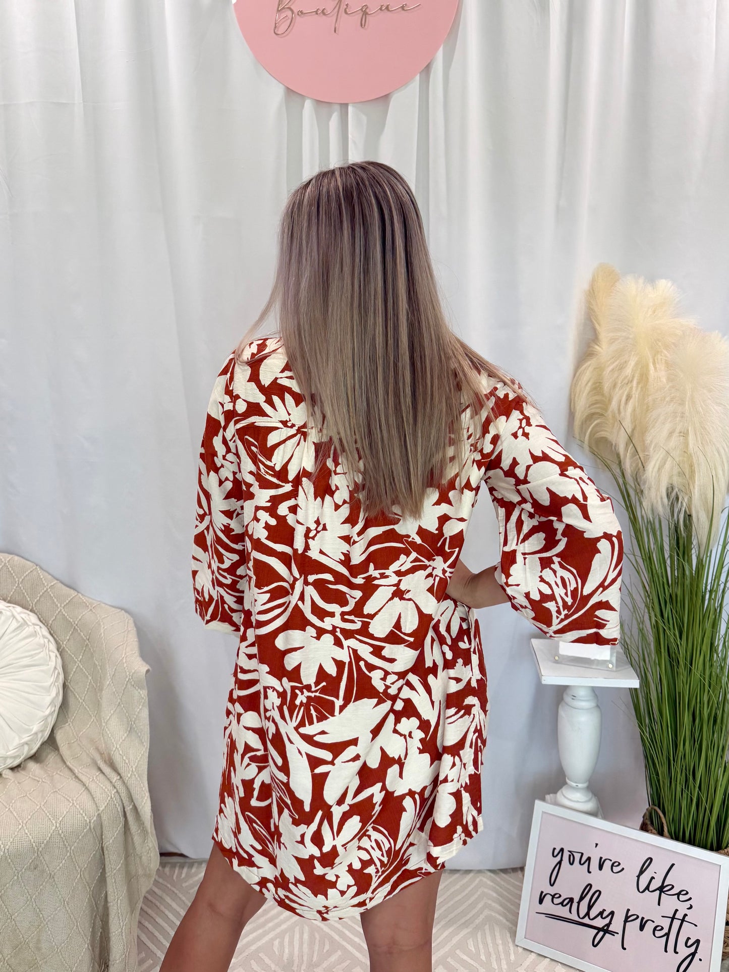 Fun and Flowy Rust Dress (Pockets!)