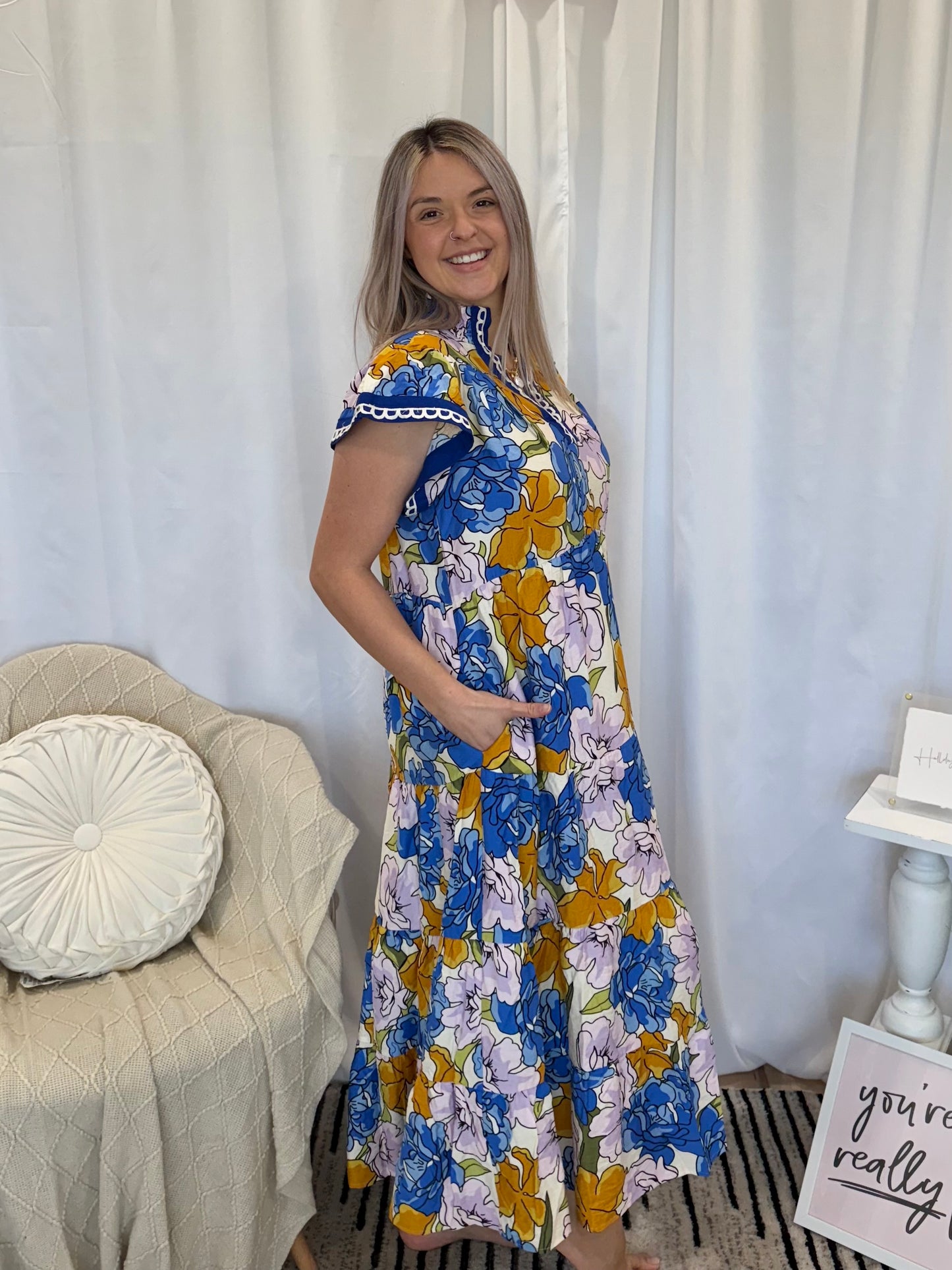 Blue Orchid Dress (Pockets!)