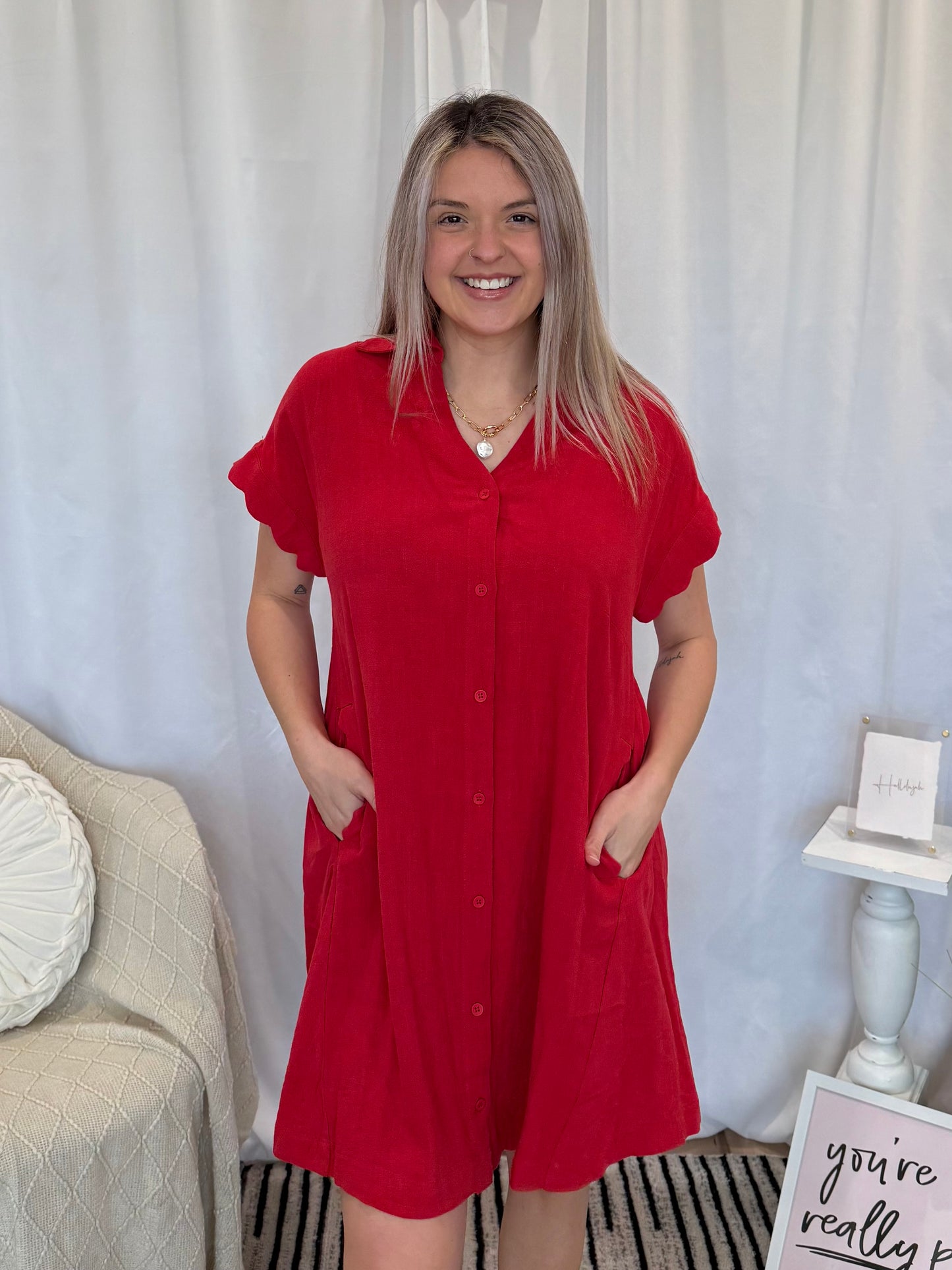 Scarlett Scalloped Dress (Pockets!)