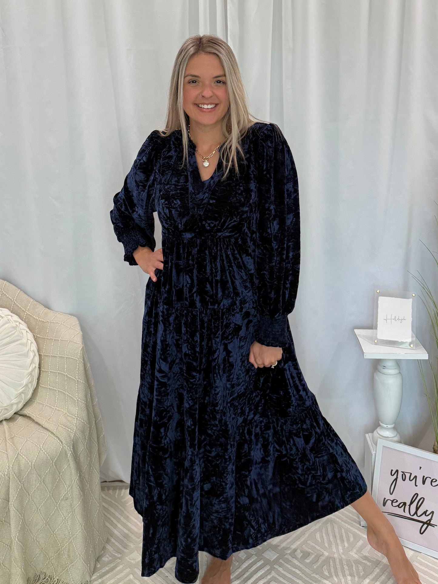 Velvety Indigo Dress (Pockets!)