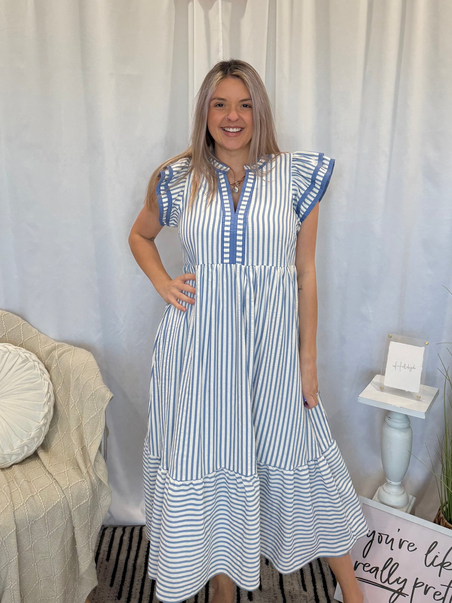 Blueberry Striped Dress (Pockets!)
