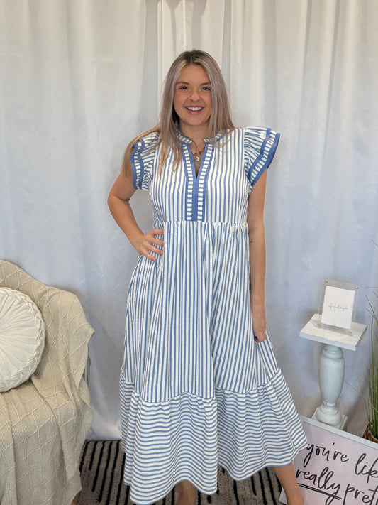 Blueberry Striped Dress (Pockets!)