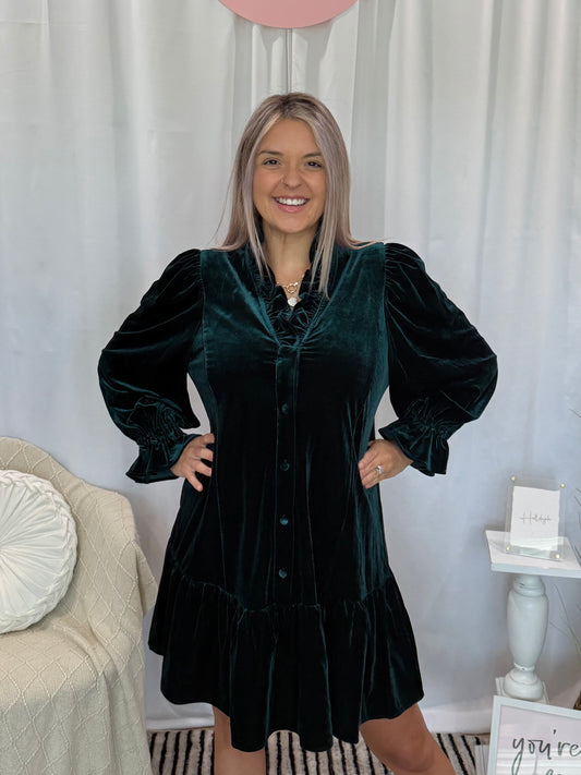 Jade Velvet Dress