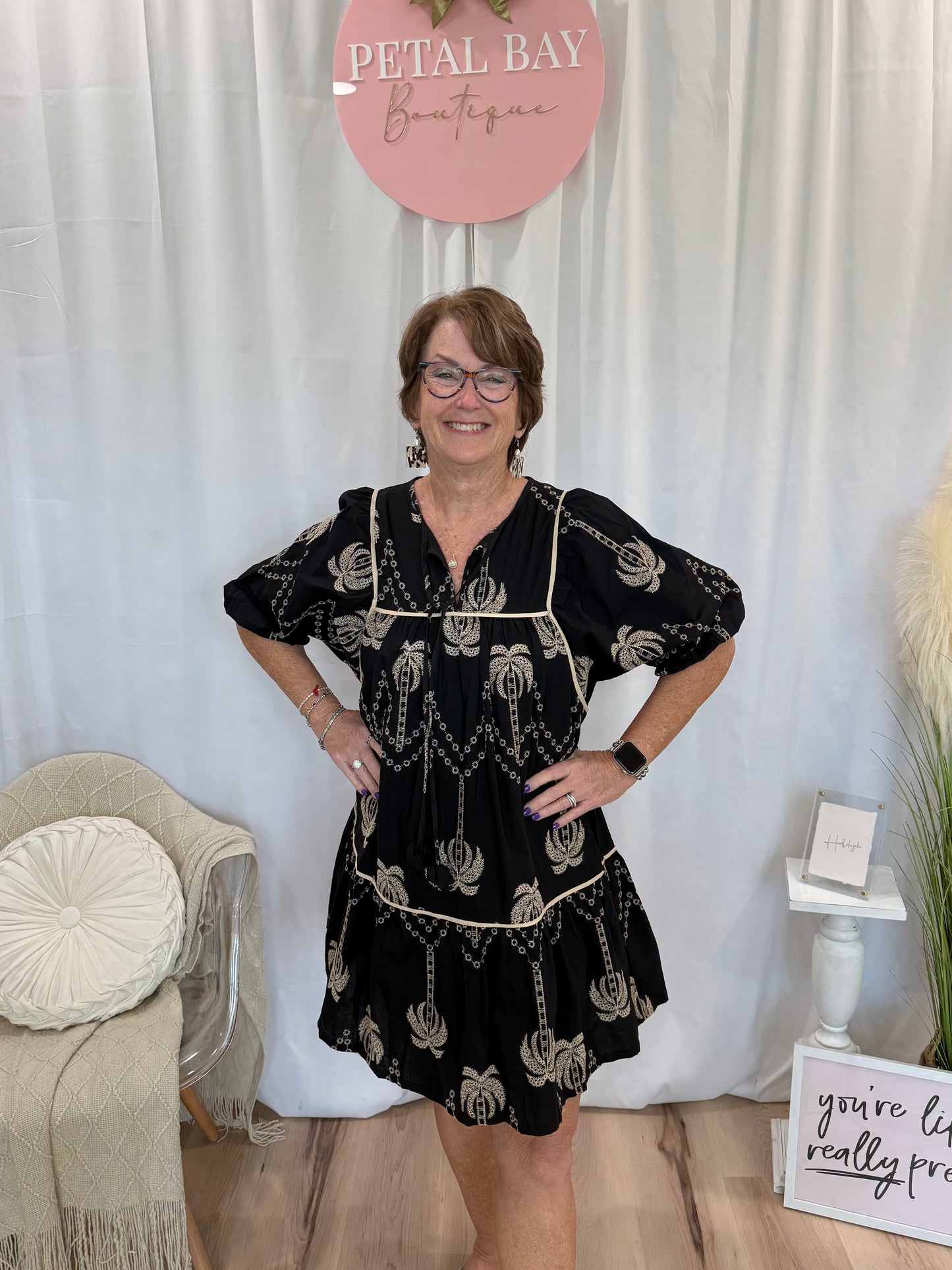 Black & Brown Palms Dress