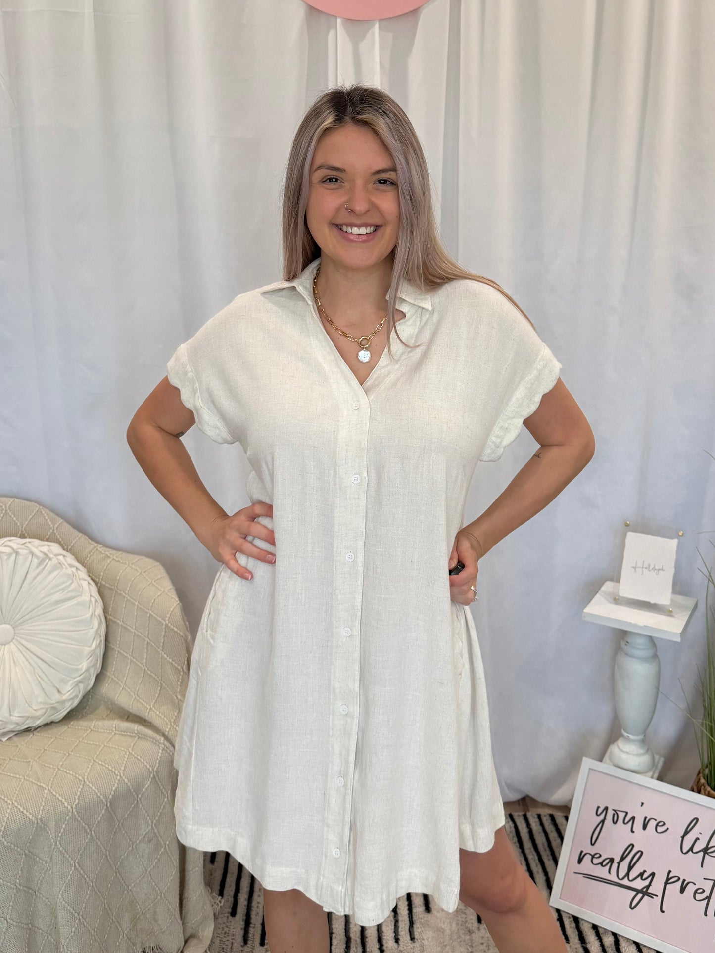 Desert Scalloped Dress (Pockets!)