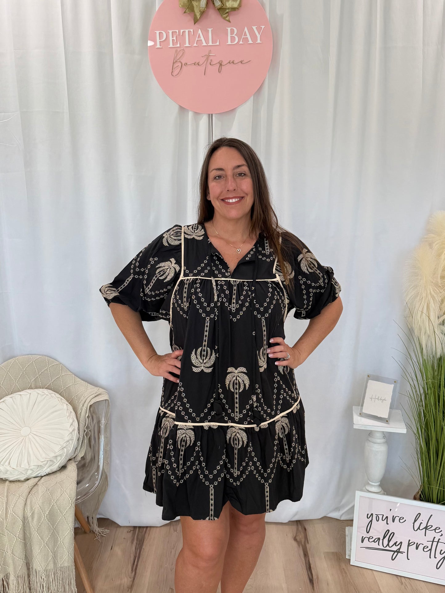 Black & Brown Palms Dress