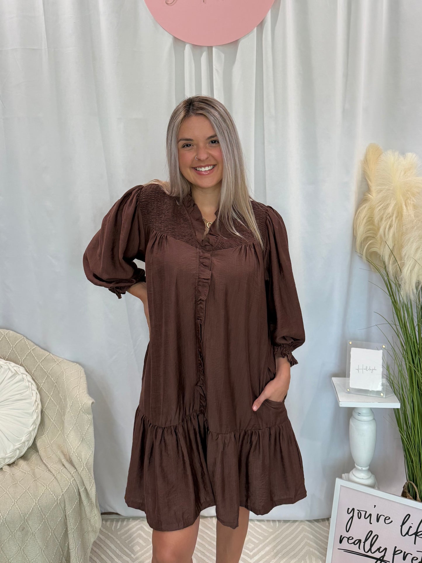 Free To Be Chocolate Dress (Pockets!)