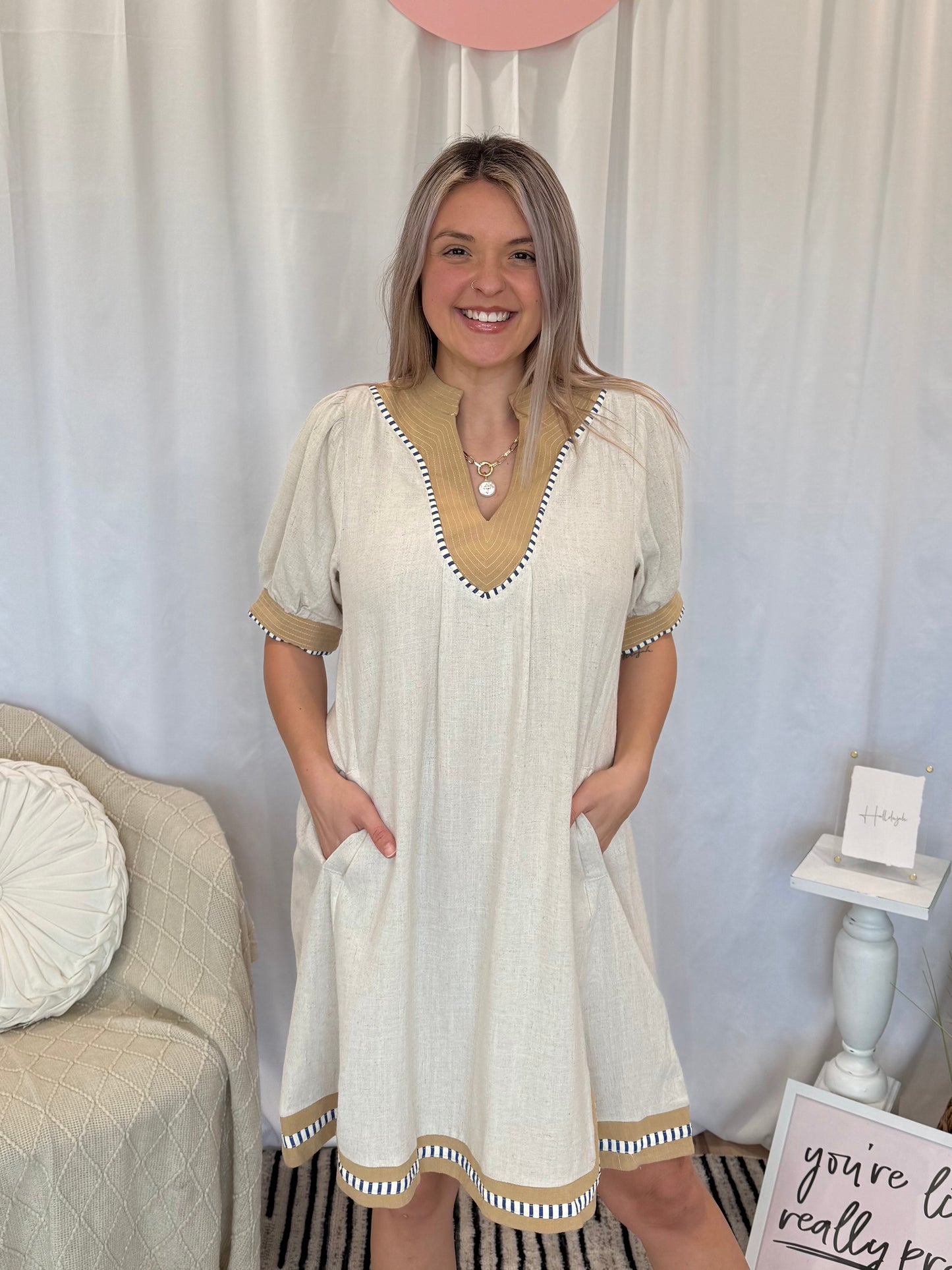 Born For Beige Dress (Pockets!)
