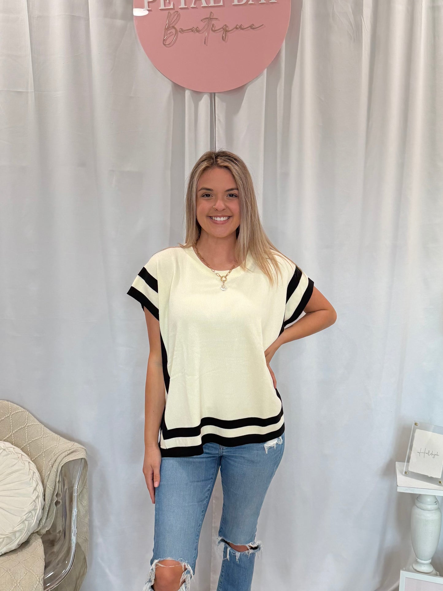 Cream Lines Top