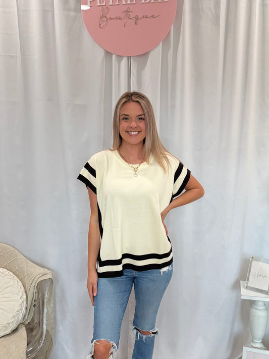 Cream Lines Top