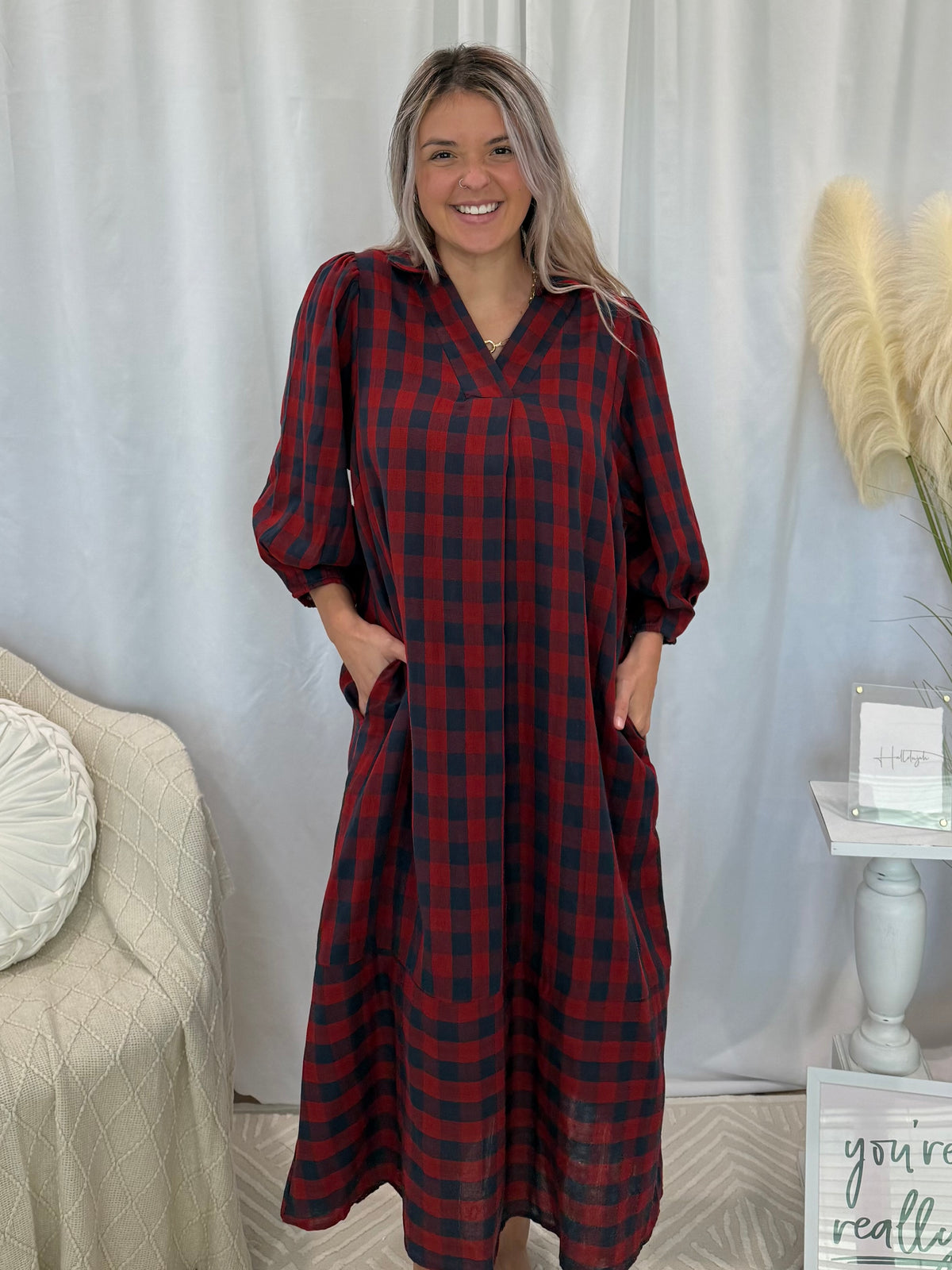 Pretty In Plaid Dress (Pockets!)