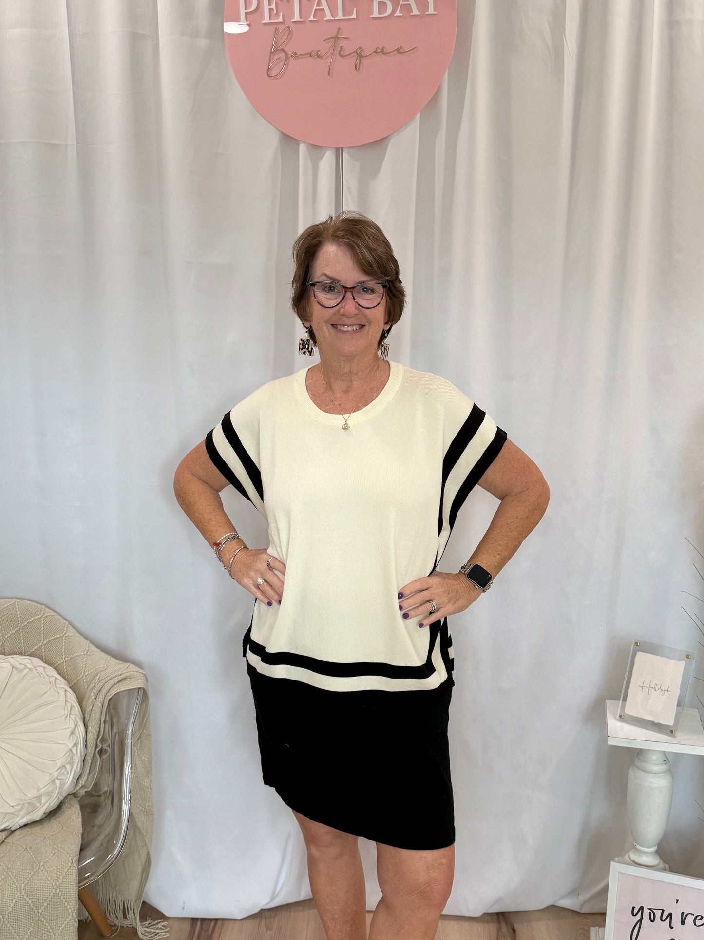 Cream Lines Top