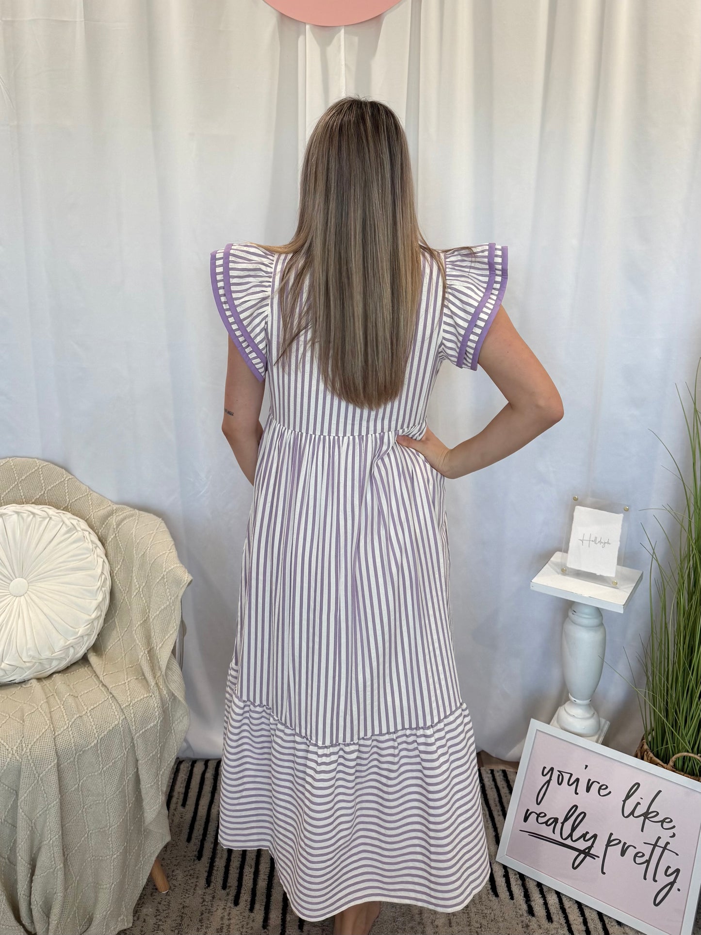 Elderberry Striped Dress (Pockets!)