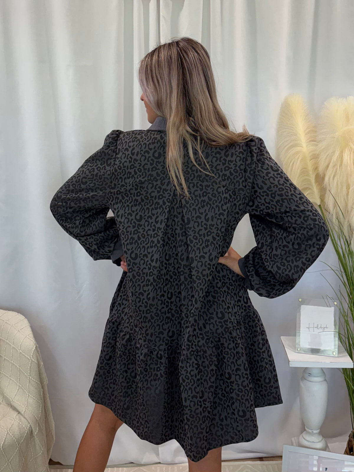 Grey Cheetah Dress (Pockets!)