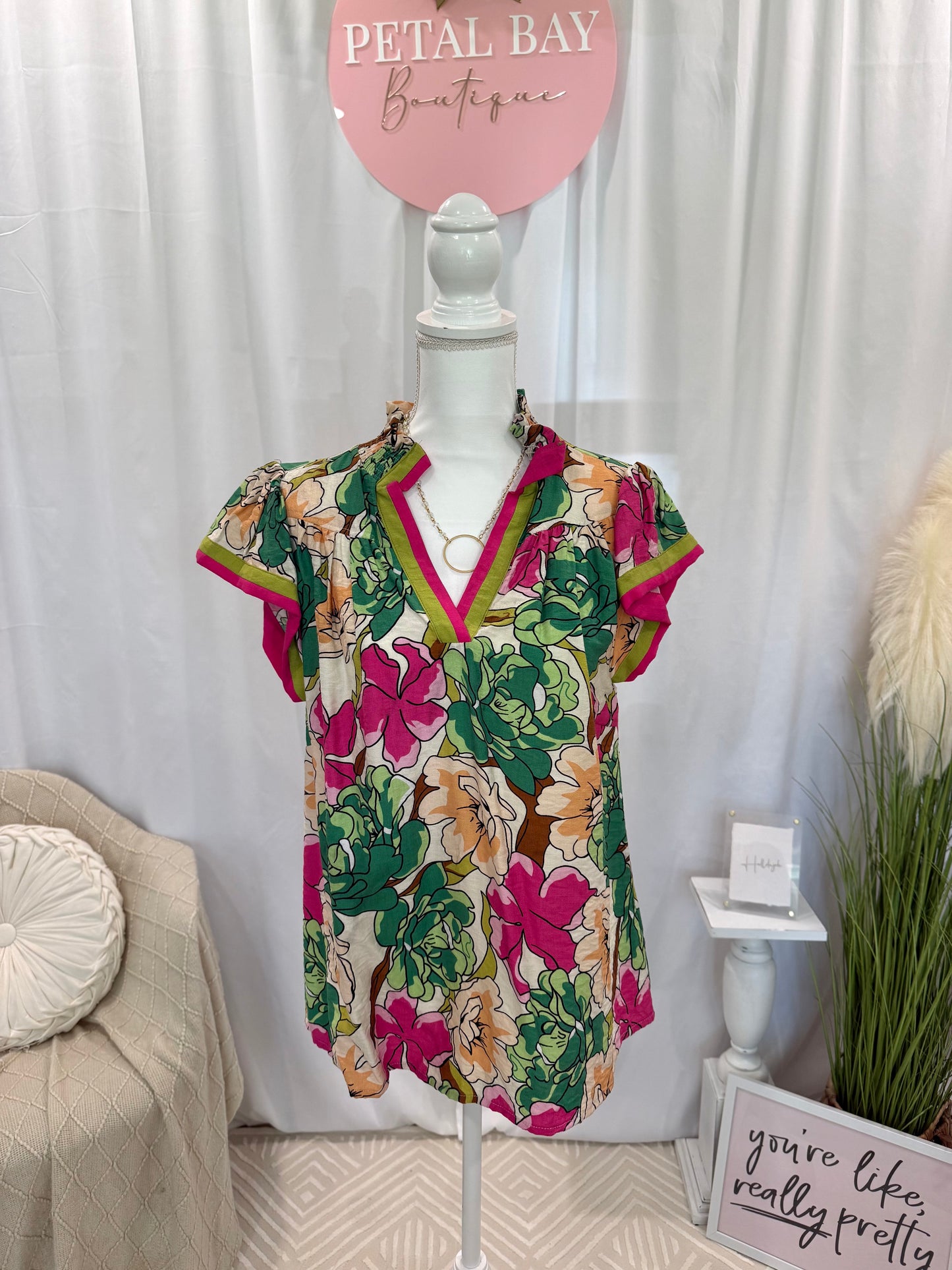 Pink Palm Beach Top
