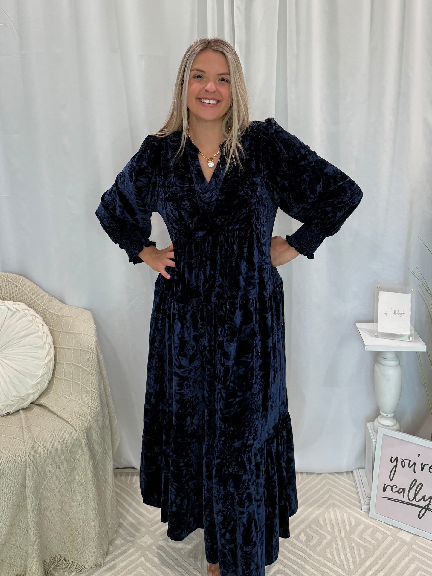 Velvety Indigo Dress (Pockets!)
