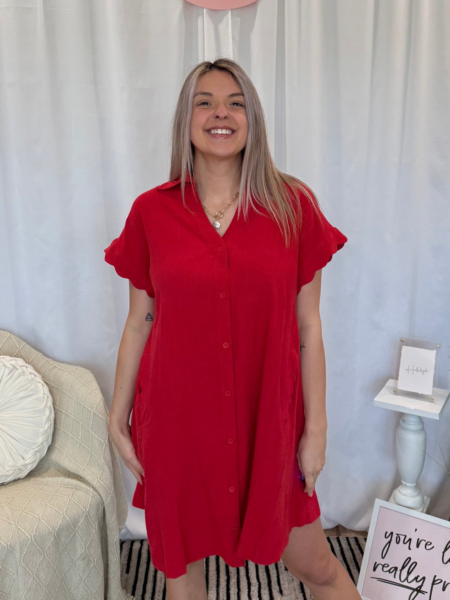 Scarlett Scalloped Dress (Pockets!)