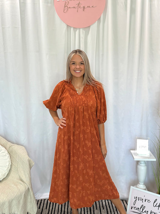 Burnt Orange Twist Dress