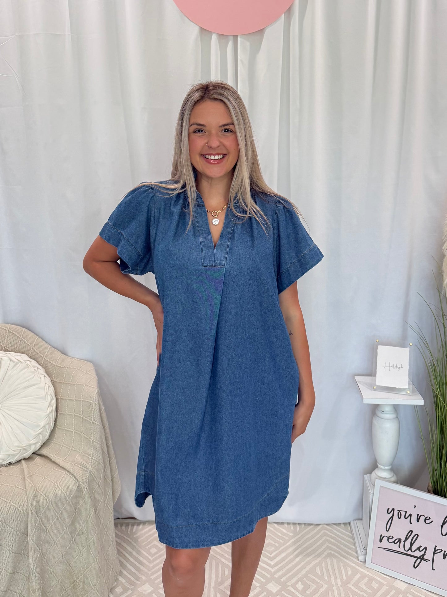 Dark Blue Jean Babe Dress (Pockets!)