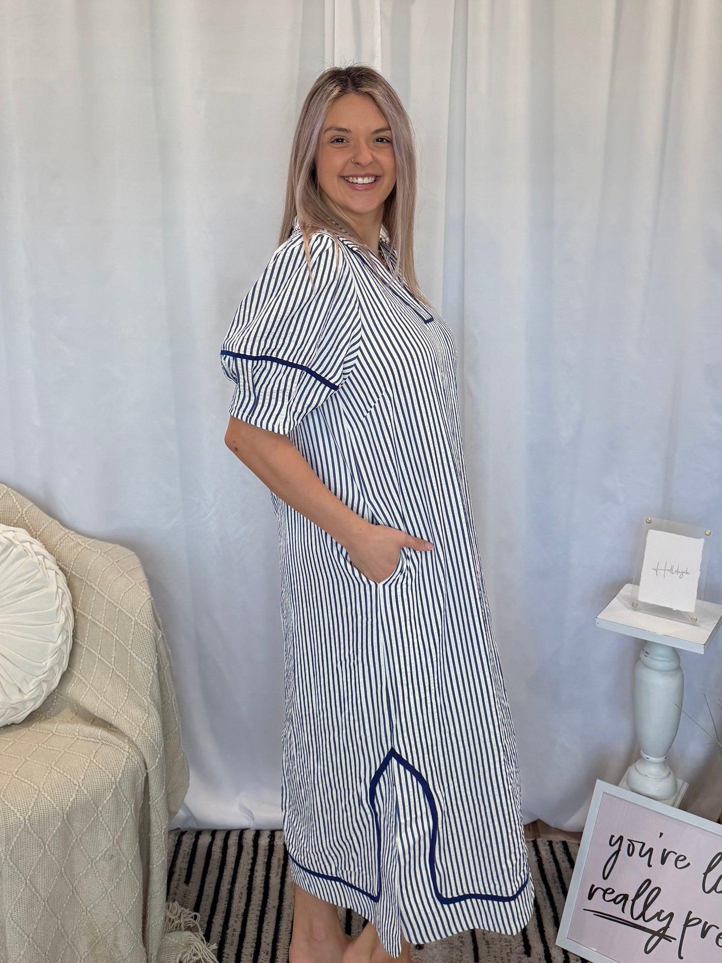 Blue Vacay Dress (Pockets!)