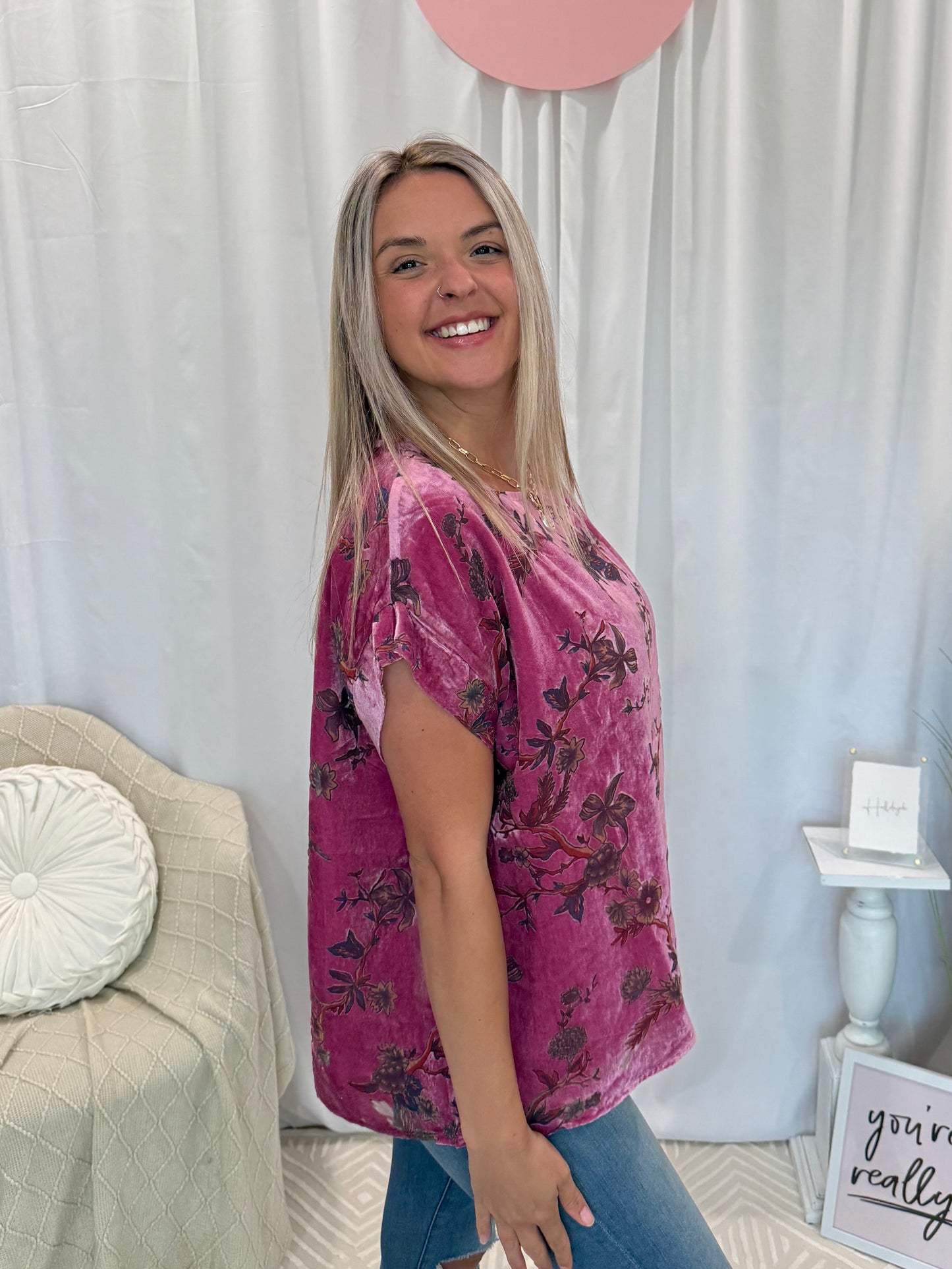 Rosy Velvet Top