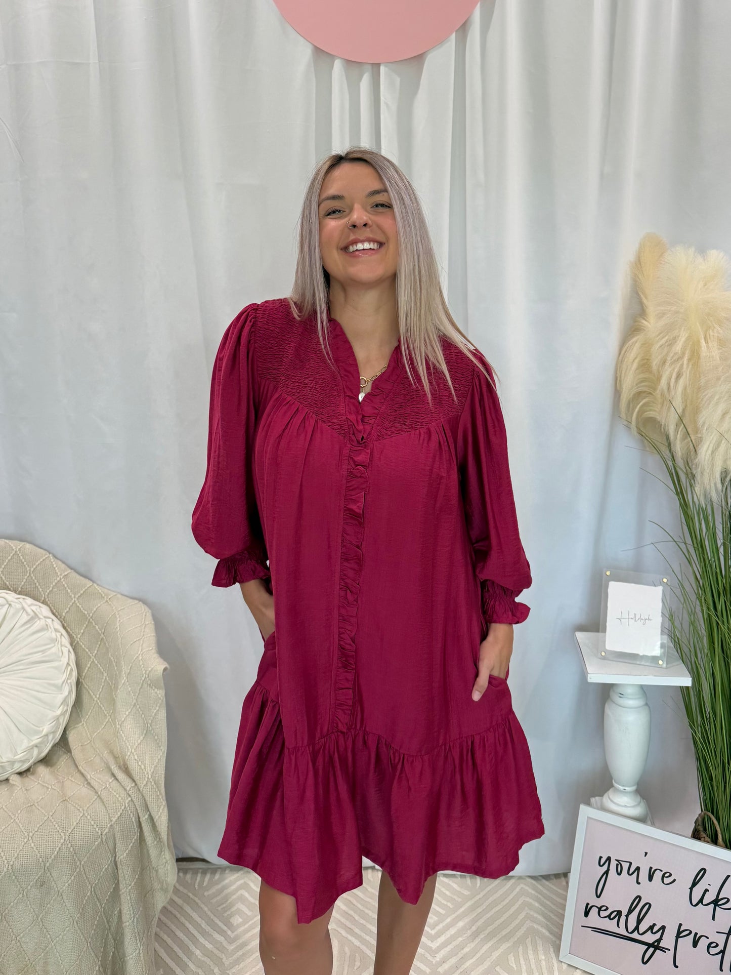 Free To Be Raspberry Dress (Pockets!)