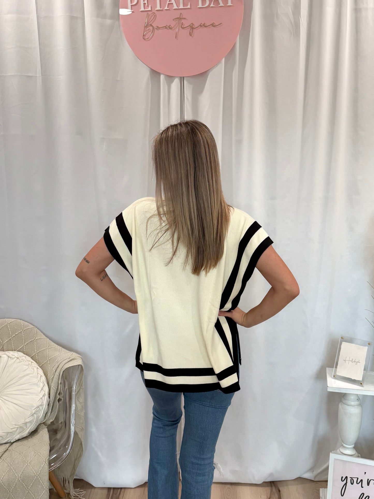Cream Lines Top