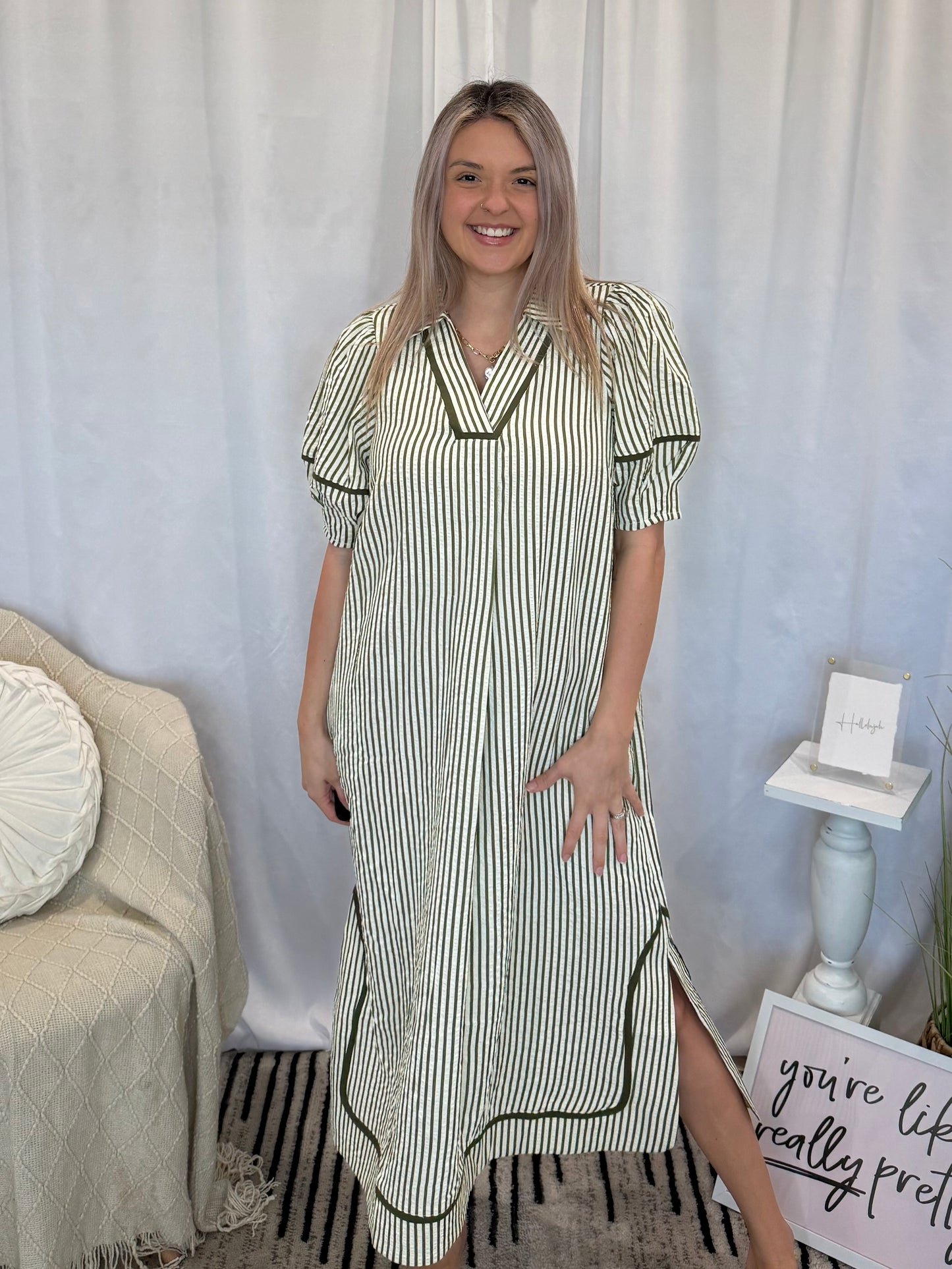 Green Vacay Dress (Pockets!)