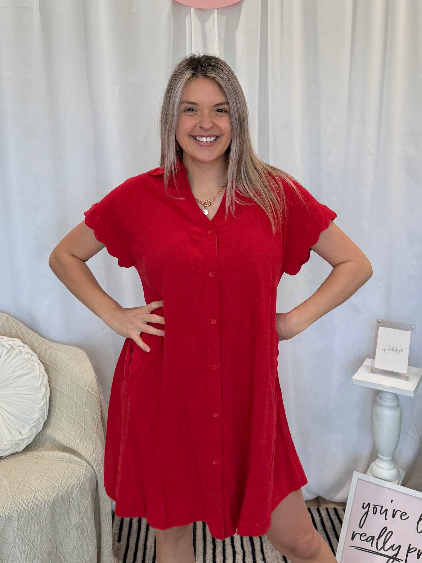 Scarlett Scalloped Dress (Pockets!)