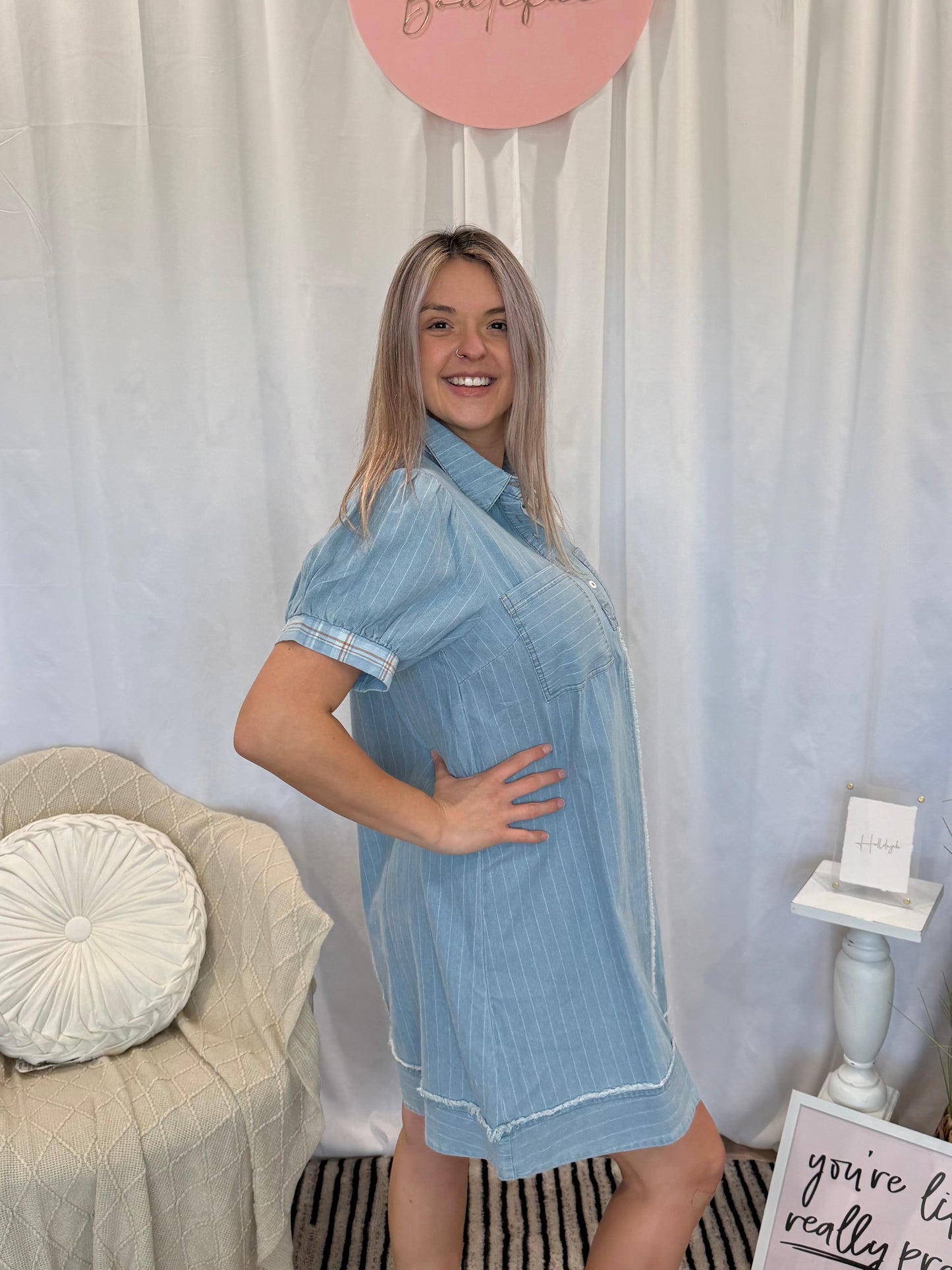 Light Blue Agave Denim Dress