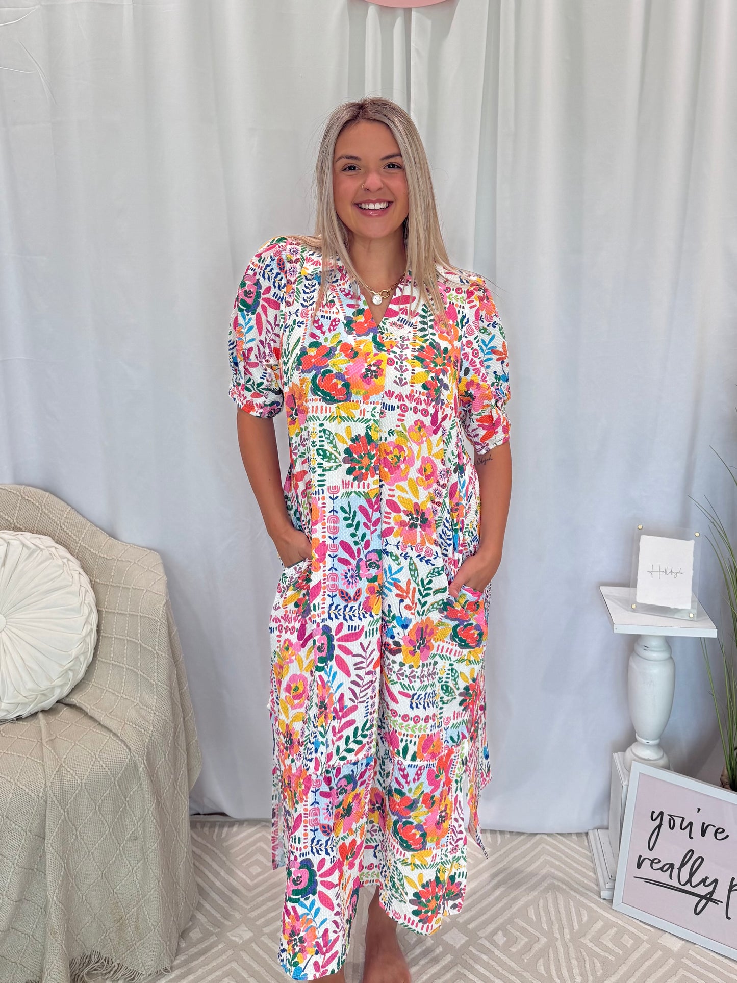 Pink & Rose Dress (Pockets!)