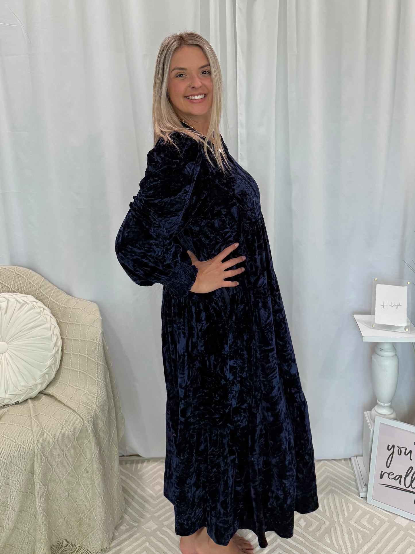Velvety Indigo Dress (Pockets!)