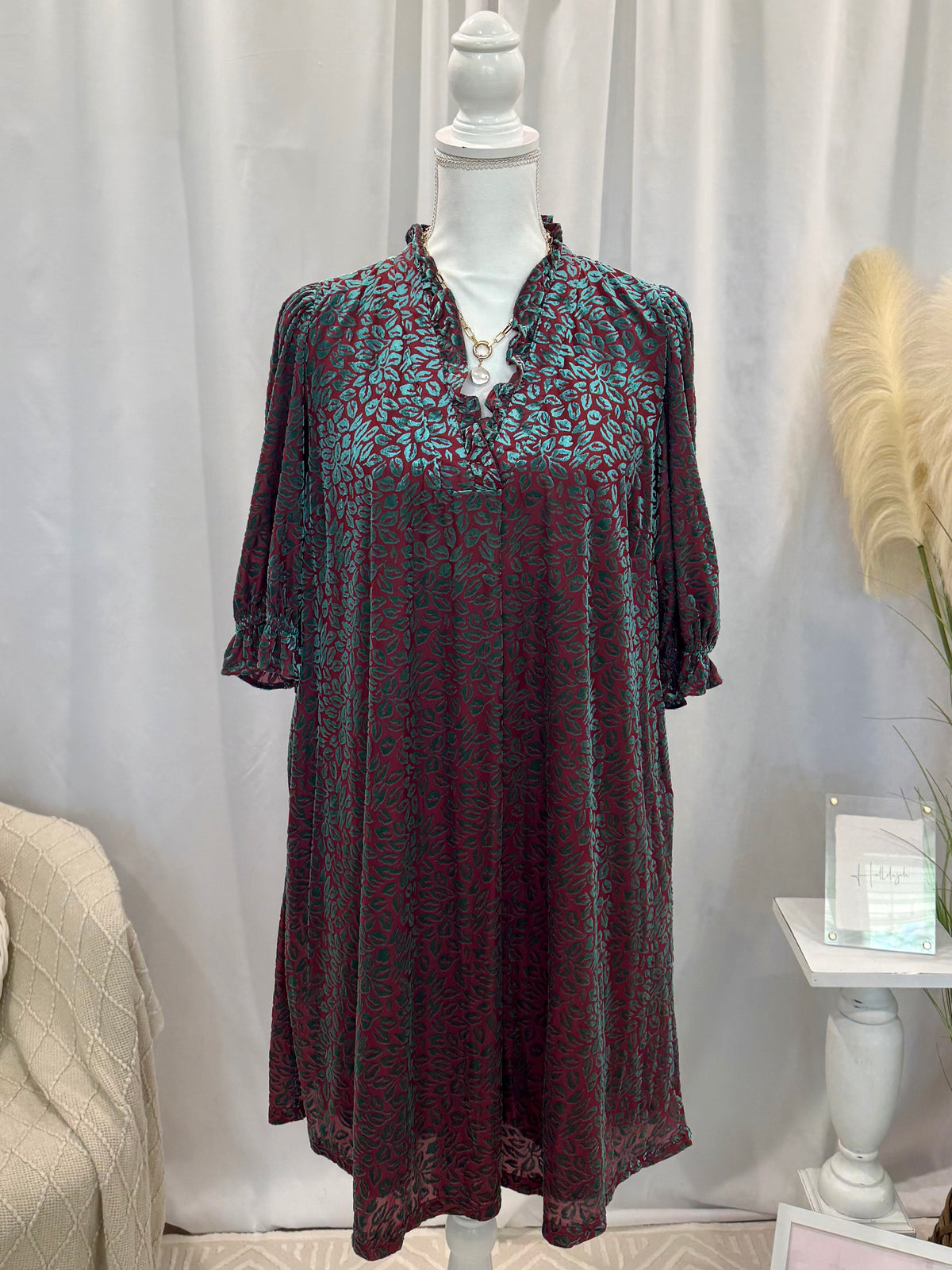 Flattering in Velvet Teal Dress (Pockets!)
