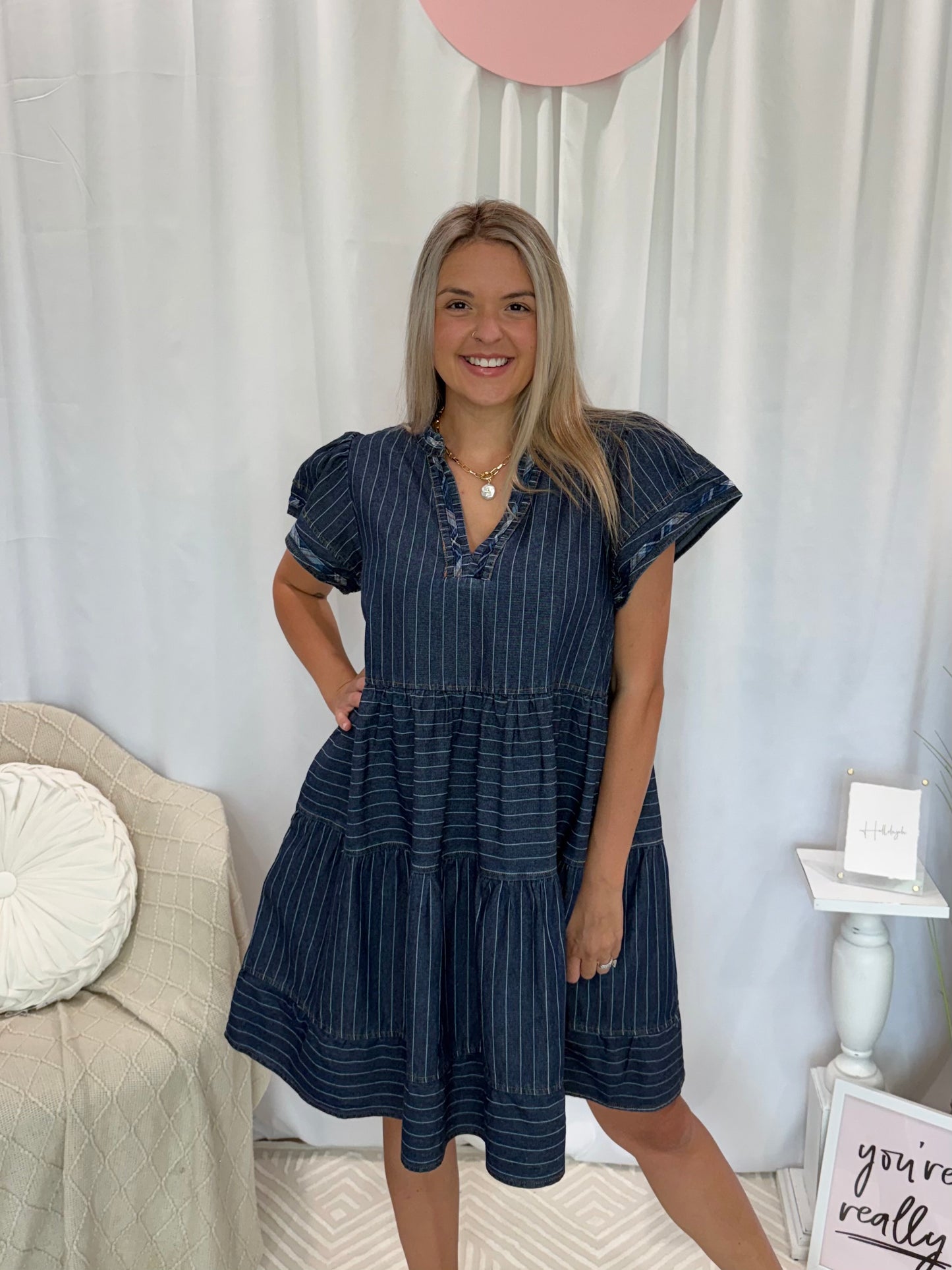 Dark Daring Denim Dress (Pockets!)