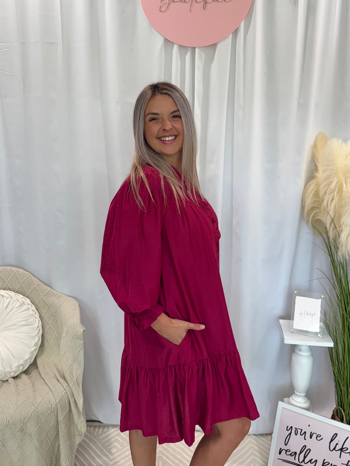 Free To Be Raspberry Dress (Pockets!)