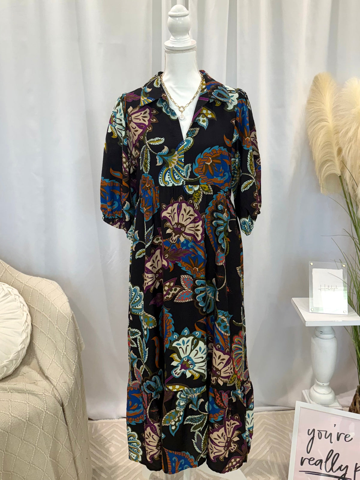Midnight Signature Style Midi Dress (Pockets!)