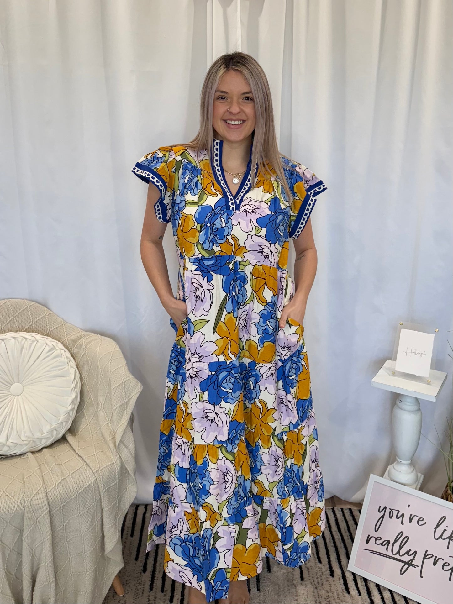 Blue Orchid Dress (Pockets!)