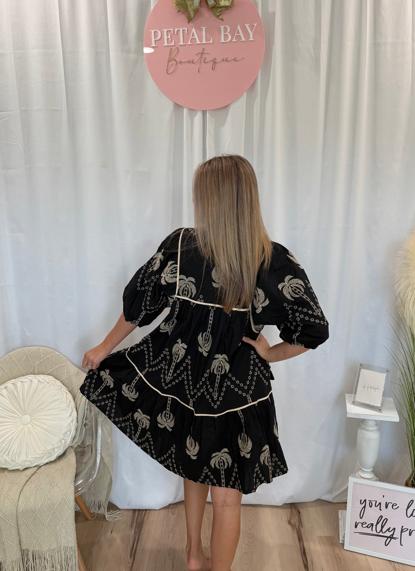 Black & Brown Palms Dress