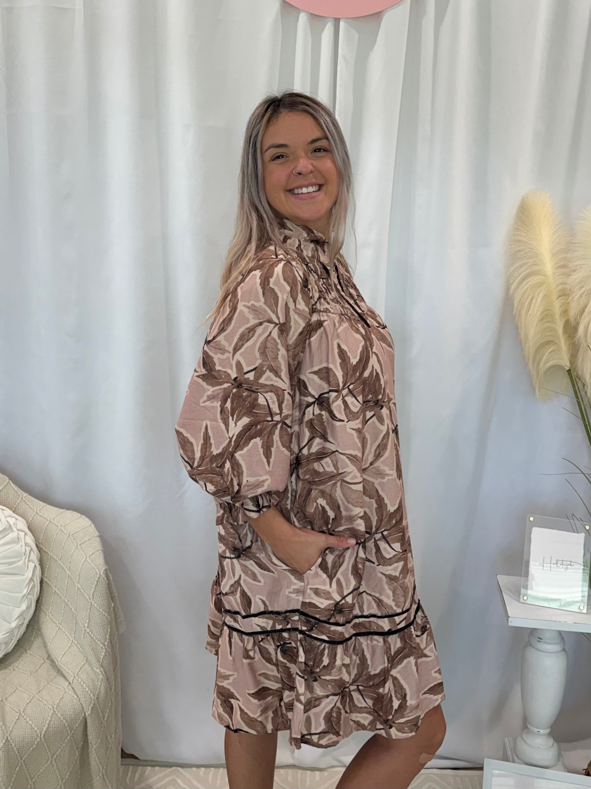 Mauve Leafy Love Dress (Pockets!)