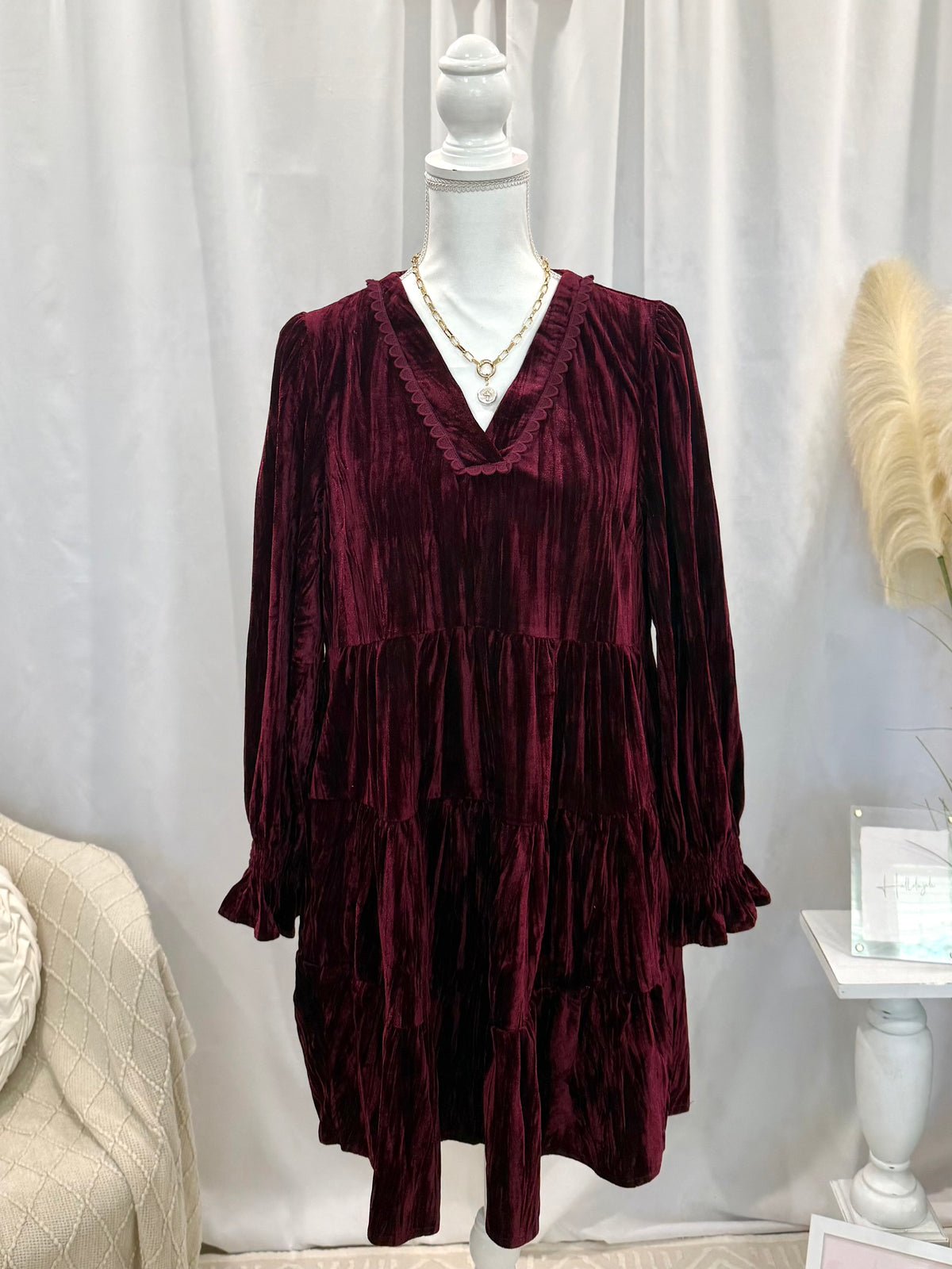 Raspberry Mousse Velvet Dress (Pockets!)