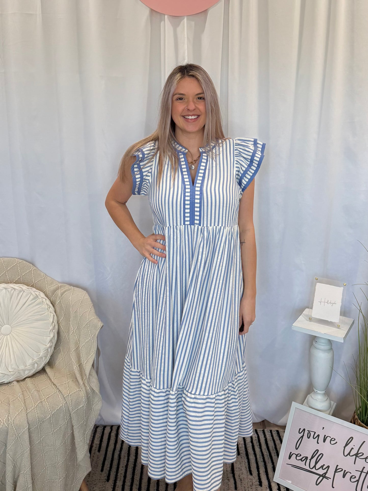 Blueberry Striped Dress (Pockets!)