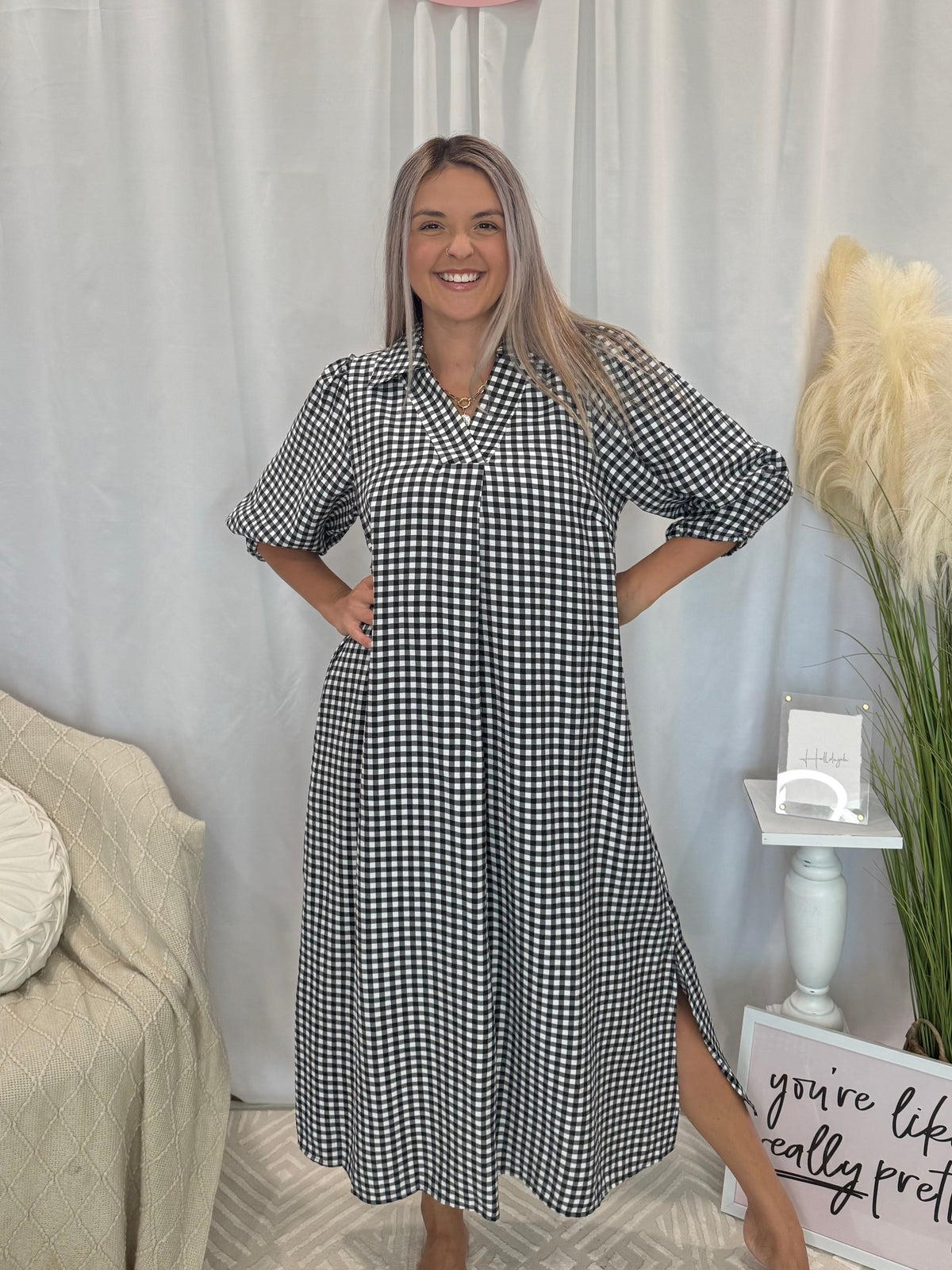 Onyx Gingham Dress (Pockets!)
