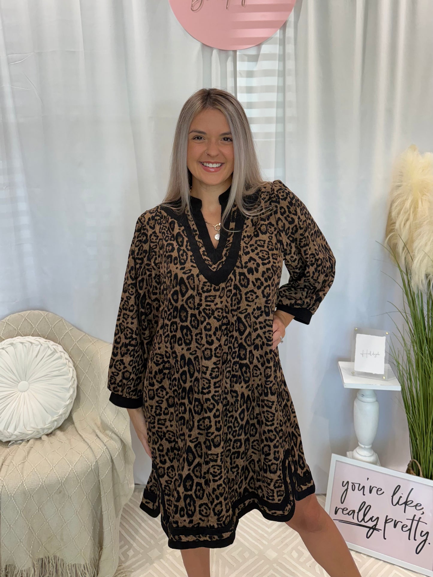 Sleek Cheetah Corduroy Dress (Pockets!)